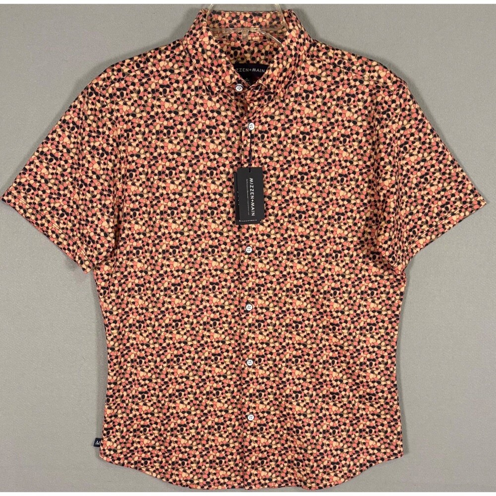 NWT Mizzen Main Halyard Performance Shirt Mens S Art Deco AOP Button Up Stretch